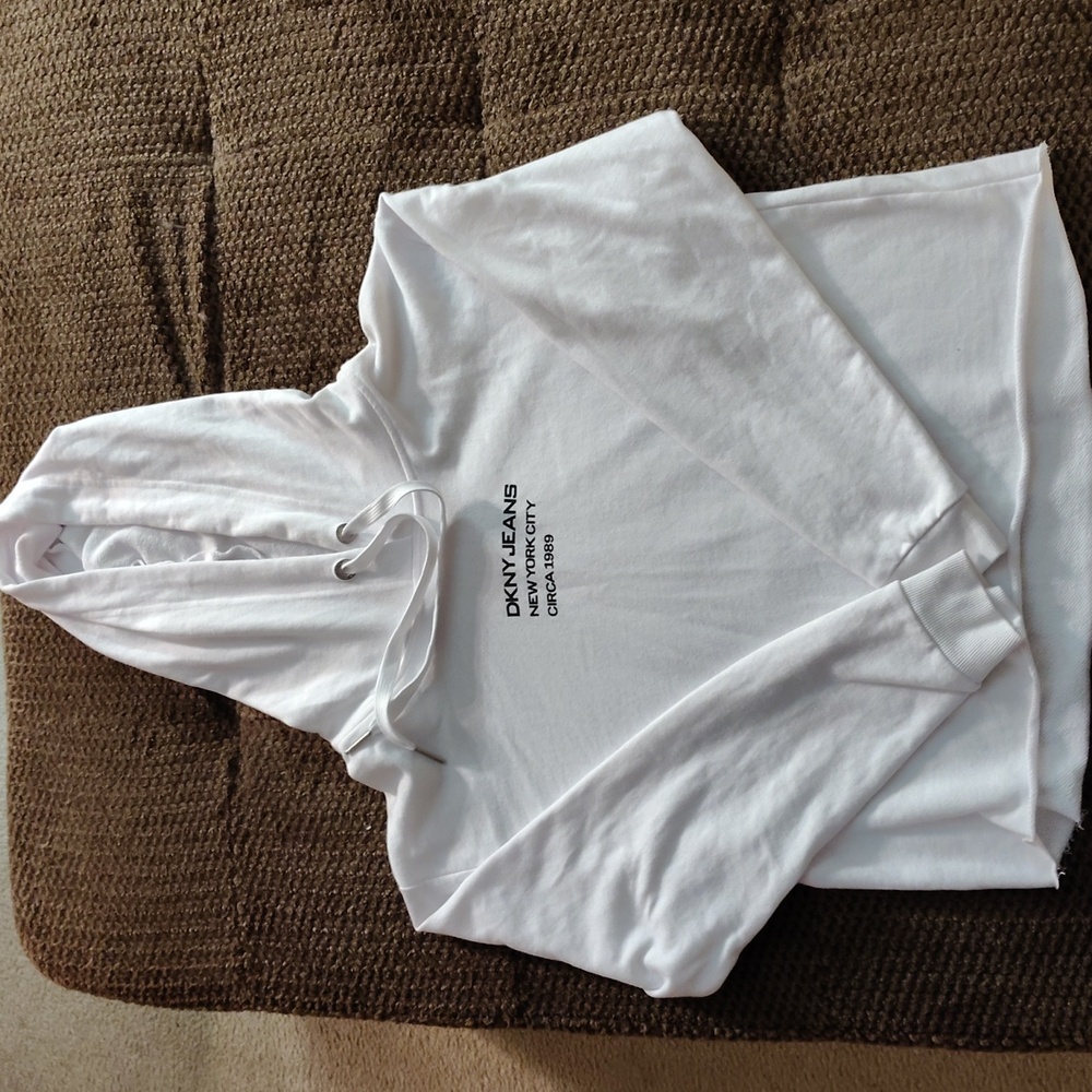 DKNY White Hoodie Lightweight Sweatshirt for Women